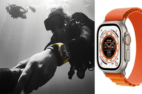 Apple Watch Ultra 49mm with a 100 meters underwater IP6X rating