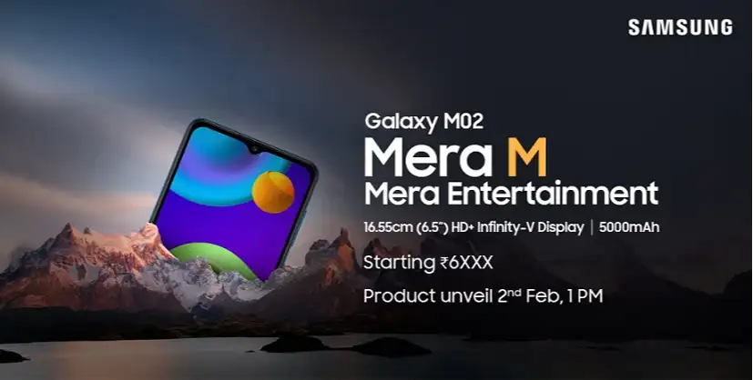 Samsung Galaxy M02 with infinity-V display Launch Date in India